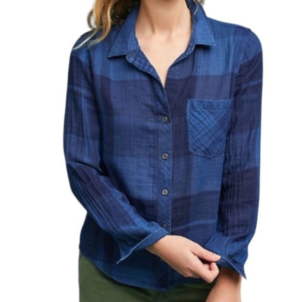 Cloth & Stone Anthropologie Women's S Plaid Button-up Blouse